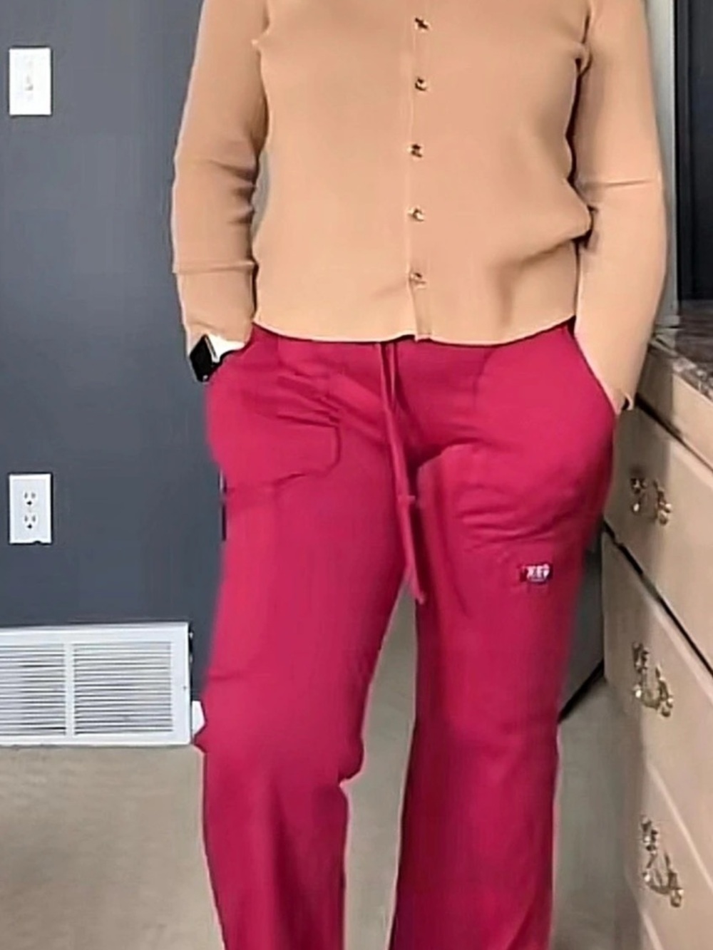QBK Cargo Straight Leg Pants Pink Medium Like New